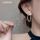 Lnieer碎銀子圓圈耳環(huán)2025新款爆款高級感耳扣耳圈小眾設(shè)計感耳釘耳飾女 【925銀針】3cm銀色碎銀子耳圈