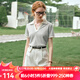 Olrain歐芮兒美式復(fù)古短袖T恤女夏季女裝撞色polo領(lǐng)上衣衣服polo衫 花灰色 L