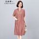 衣典零一（LEDIALYI）天絲短袖連衣裙女夏季2025新款中年媽媽寬松大碼休閑減齡裙子夏天 磚紅色 XL （建議130-145斤）