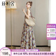 絲柏舍印花連衣裙2025夏裝新款女裝A字通勤風(fēng)簡(jiǎn)約圓領(lǐng)無(wú)袖長(zhǎng)裙