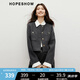 紅袖小香風短外套春秋季2025新款女裝正肩圓領輕熟氣質甜美百搭短上衣 黑灰090 M