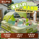 奇純兒童游泳池帶遮陽(yáng)充氣游泳池兒童家用水池大型成人戶(hù)外家庭農(nóng)村院 1.5米3環(huán)腳泵