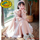 G.duck女童連衣裙春秋季兒童裙子2025新款大童學(xué)院風(fēng)洋氣甜美春季公主裙 淺粉（春秋款） 碼53-62斤 140