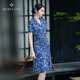 MORELINE沐蘭復(fù)古優(yōu)雅印花連衣裙2025年夏季新款法式氣質(zhì)碎花中長款襯衫裙 白蘭花 3XL