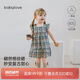 babylove女寶寶無袖連衣裙夏季純棉格子裙嬰兒裙子刺繡甜美可愛公主裙