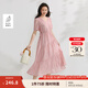 茵曼度假風(fēng)萊賽爾V領(lǐng)連衣裙2025夏季女裝新品氣質(zhì)通勤泡泡袖長裙 淺粉色 M