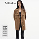 MO&Co.【美麗諾羊毛】冬西裝翻領(lǐng)寬松雙面呢外套夾克大衣摩安珂 軍綠色 S 160