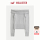 HOLLISTER【反季優(yōu)惠】25春法式一字肩露肩針織衫女裝KI350-5068 淺麻灰色 S (165/88A)