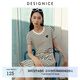 迪賽尼斯（DESIGNICE）2024年夏季新款通勤風(fēng)氣質(zhì)條紋開(kāi)叉長(zhǎng)裙圓領(lǐng)短袖連衣裙 條紋 M