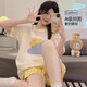 西忘純棉睡衣女夏季2025年新款夏天短袖短褲格子套裝加大碼胖MM家居服 58045 云朵星星 M