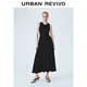 UR秋季新款女裝拼接設計修身小黑裙無(wú)袖連衣裙UWM750087 黑色 M