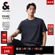 杰克·瓊斯（JACK&JONES）男裝短袖男商務(wù)通勤潮涼感華夫格logo皮標圓領(lǐng)短袖T恤男夏季衣服 E39 水泥灰 L (180)