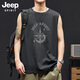 JEEP SPIRIT吉普背心男士夏季戶外休閑運動百搭純棉無袖t恤男裝潮 深灰 XL