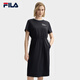 FILA 斐樂官方女子針織連衣裙2025夏季新款時(shí)尚休閑寬松收腰T恤裙 傳奇藍(lán)-NV L 170/88A/L