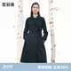 歌莉婭（GOELIA）風(fēng)衣女氣質(zhì)通勤復(fù)古洋氣精紡羊毛可調(diào)節(jié)顯瘦收腰中長款1B1L6L500 00B黑色 M