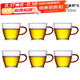 唐豐（TANGFENG） 加厚耐熱玻璃杯品茗杯功夫茶具帶把水杯小茶杯子TF4250 錘紋紅把6杯