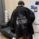 卟厝歐美高街潮牌翻領(lǐng)十字架牛仔外套男秋冬新款美式水洗復古工裝夾克 黑色 2XL