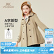 英氏（YEEHOO）女童外套兒童雙排扣風(fēng)衣秋季時尚英倫學(xué)院風(fēng)中大童裝洋氣秋裝新款 卡其休閑卡其 160