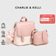 CHARLIE&KELLI CK品牌包包女包雙肩包女士上班通勤小背包少女可愛書包生日禮物 粉色【京倉配送 品牌禮袋】