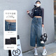 薩拉維夫 SLLAVIF品牌復古牛仔半身裙女2025夏季中長款小個子褲子a字包臀開叉裙子 復古藍半身裙 XS