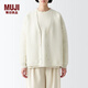 無印良品（MUJI）Labo 男女通用 可水洗 V領(lǐng)開衫 針織毛衣外套秋冬款 象牙色 M（170/88A）