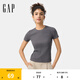 Gap女裝2025春季新款刺繡logo羅紋彈力短袖T恤簡約常規(guī)上衣761951 灰色 M (165/84A) 亞洲尺碼