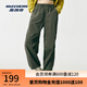 斯凱奇（Skechers）閃穿褲子女秋季傘兵褲闊腿褲吸濕速干運動褲降落傘褲P225W292 黑森林綠/0373 M