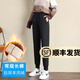 幻黛休閑褲女春季新款運動(dòng)褲韓版寬松哈倫褲松緊腰小腳褲子 黑色長(cháng)褲-巨厚羊羔絨 M