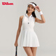 威爾勝（Wilson）官方25夏季新款女士TOPSPIN一體織透氣修身POLO領(lǐng)網(wǎng)球運(yùn)動連衣裙 亮白色-WW00564511WTA S /165/84A