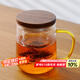 雅集高檔玻璃杯錘紋茶嶼悠覺杯木蓋款泡茶杯辦公室茶道喝茶杯450ml