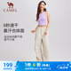 駱駝（CAMEL）速干防曬運動褲男女款寬松傘兵工裝褲 C24CR1L7658A 橡木灰 M