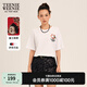 Teenie Weenie小熊短袖T恤女2025年春夏新款刺繡學(xué)院風(fēng)短袖打底衫上衣 象牙白 S 160