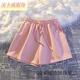 凌卡戚夏季鹽系休閑運(yùn)動(dòng)短褲子女舒適時(shí)尚小個(gè)子居家睡褲逛街外穿ins潮 粉色 短褲 S