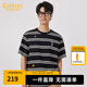 卡賓（CABBEEN）【滿身刺繡】條紋短袖T恤男2024夏新款寬松潮牌上衣情侶裝 煤黑色01 3XL /190/56