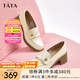 他她（TATA）氣質(zhì)粗跟單鞋女鞋白色英倫樂福鞋小皮鞋秋新7A520CA4 米色 36