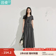 茵曼（INMAN）簡(jiǎn)約通勤針織拼接連衣裙2025夏季女裝新品短袖層次感長(zhǎng)裙子 黑灰色 M
