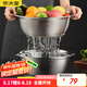炊大皇 304不銹鋼盆篩2件套加大 洗菜盆和面盆調(diào)料腌肉盆淘米篩 32cm2個