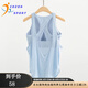 COZOK百搭瑜伽服背心女帶胸墊二合一防震內(nèi)衣健身上衣寬松美背運(yùn)動(dòng)罩衫 鹽水藍(lán) XL _建議115-130斤