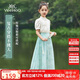 英氏（YEEHOO）兒童漢服女童馬面裙中大童裝新中式雪紡國風(fēng)半身裙子夏 藍(lán)色 165