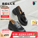 百麗（Belle）七夕禮物海鷗樂(lè)福鞋2.0版女25秋厚底真皮小皮單鞋B5H1DCA5預(yù)售 黑色 38 (240mm)