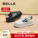 百麗（Belle）貝殼頭厚底德訓(xùn)板鞋2025春新女鞋運動休閑小白鞋D2A1DAM5 白色 37 (235mm)