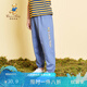 精典泰迪男女童防蚊褲兒童褲子休閑輕薄長褲中小童裝夏季薄款清涼速干褲 凈面可愛燙畫蘭灰 120