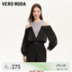 VEROMODAT恤女2024春夏新款圓領(lǐng)拼接露肩字母網(wǎng)紗短款收腰個性時尚 黑色 M