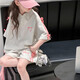 哈羅小黃鴨 HAL.DUCK童裝女童夏裝polo衫套裝2025新款大童夏季洋氣時髦女孩短袖T 花灰色兩件套 120 cm