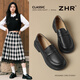 ZHR樂福鞋女頭層牛皮復(fù)古休閑單鞋女平底一腳蹬女皮鞋 BK179黑色37