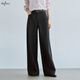 伊芙麗（eifini）伊芙麗舒適不掉色褲子無(wú)彈牛仔寬松長(cháng)闊腿褲2025夏裝新款 黑色 M