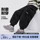 左西男童褲子工裝褲春秋款2025新款兒童戶外洋氣沖鋒褲潮 黑色 160