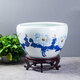 晟煦景德鎮青花瓷水缸手繪落地門(mén)?？蛷d養魚(yú)缸戶(hù)外庭院大缸睡蓮荷花缸 青花牡丹中號直徑53CM高34CM底座