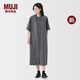 無印良品（MUJI）女式 萊賽爾混五分袖連衣裙 女裝裙子長裙25年秋季新品 BC2NPC5A 中灰色 M (160/84A)