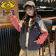 G.DUCKKIDS小黃鴨女童外套春秋新款韓版寬松中大童拼色連帽洋氣開(kāi)衫衛衣 韓版1020灰色(薄款) 130